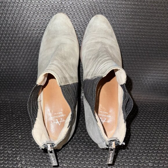 Aquatalia Farrah Gray Leather Side Stretch Zip Ankle Booties Women’s Size 6.5 - Picture 6 of 9